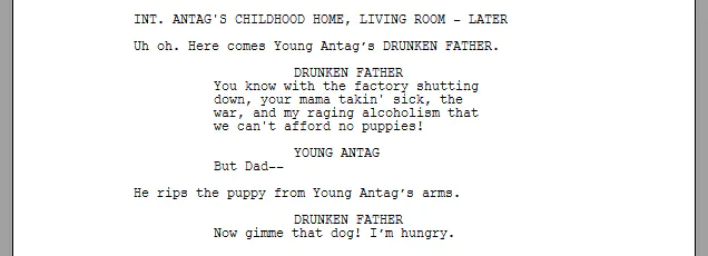 Screenplay formatting